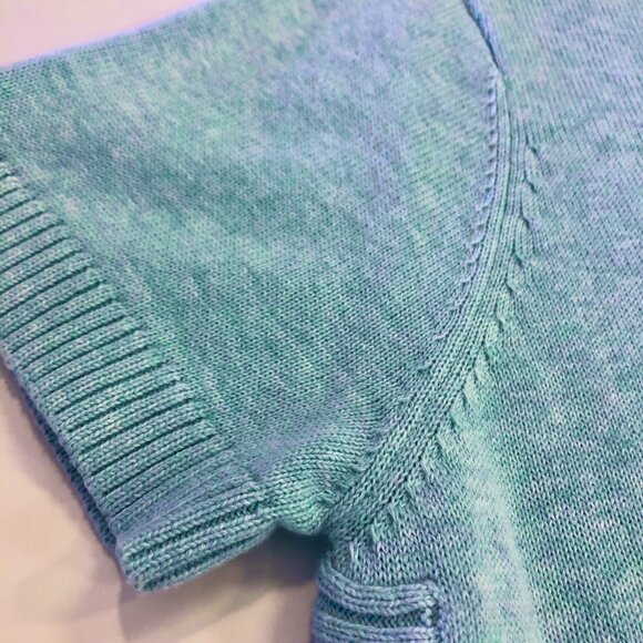 KINROSS 100% Cotton Sweater Iced Aqua Short Sleeve Round Hem Crew Neck Size L - Picture 6 of 14